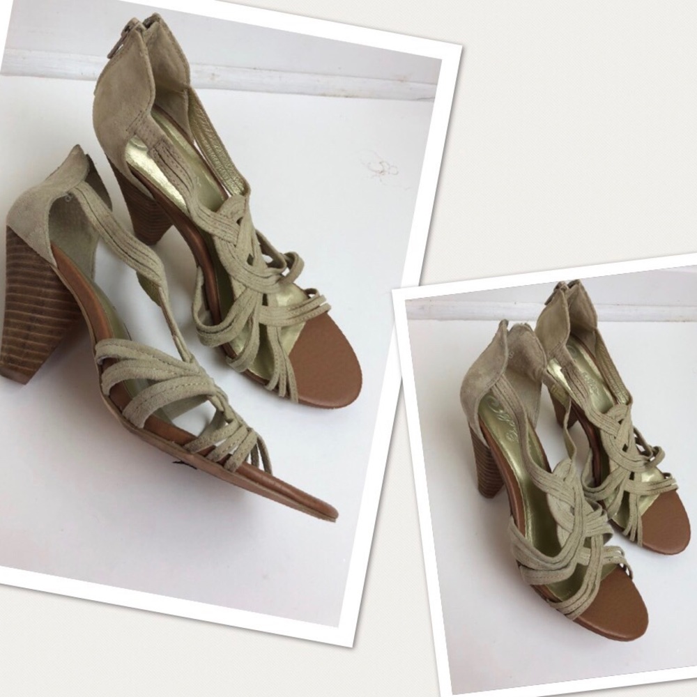Seychelles Tan suede Size 8 strappy zip heel